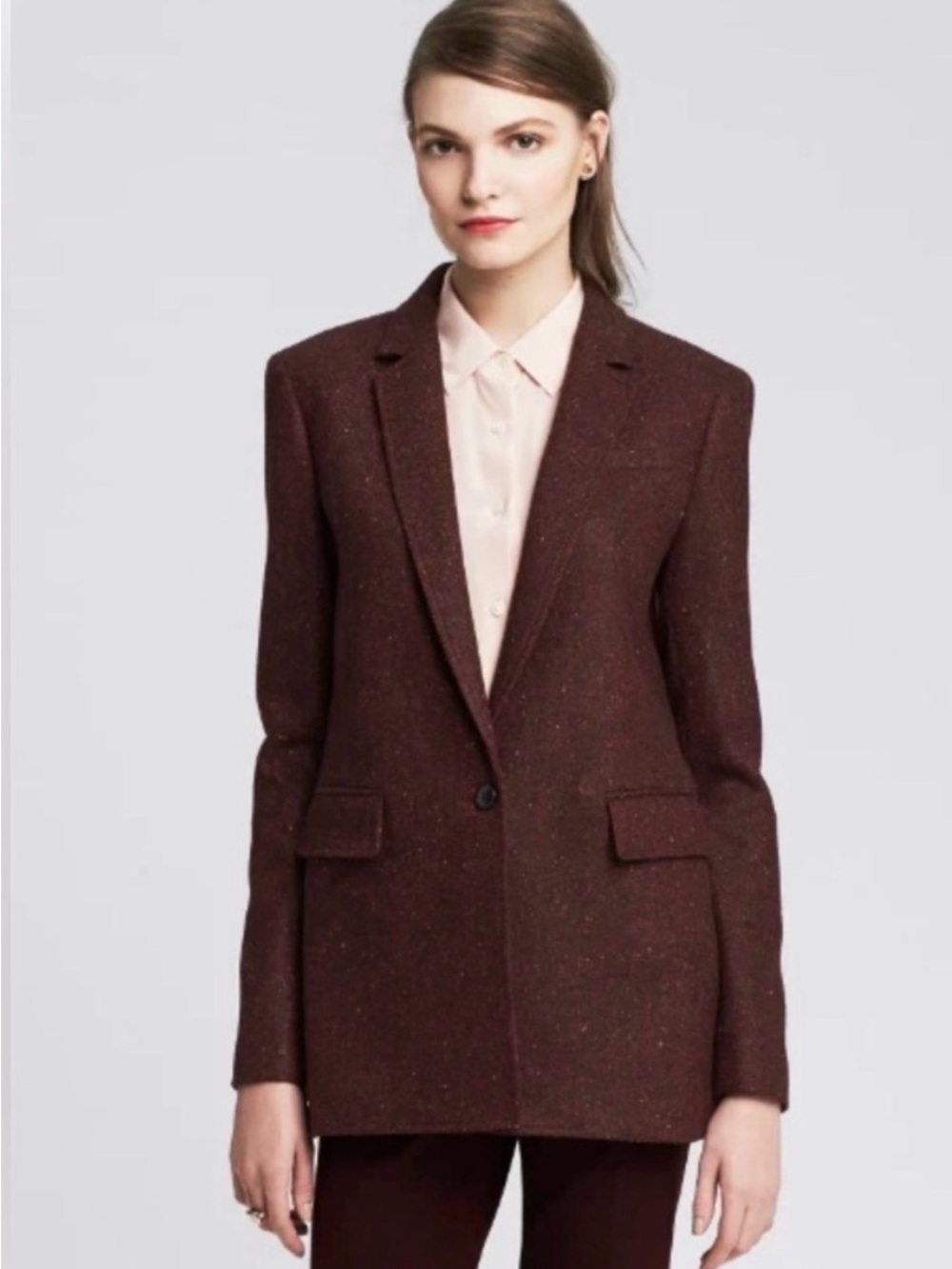 Banana Republic Womens Deep Burgundy Single-Button Blazer
